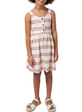 Vestido Mayoral em malha listrada terracota para menina.