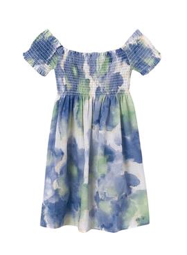 Vestido estampado Mayoral de manchas menta para menina