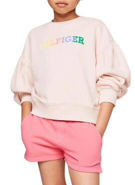 Moletom Tommy Hilfiger Monotype Rosa Para Menina