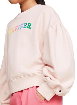 Moletom Tommy Hilfiger Monotype Rosa Para Menina