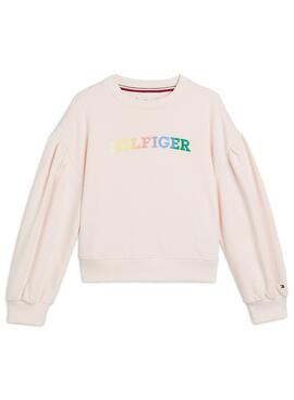 Moletom Tommy Hilfiger Monotype Rosa Para Menina
