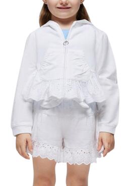 Moletom Mayoral com babados branco para menina
