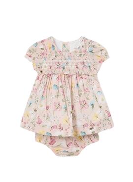 Vestido Mayoral estampado nude rosa para bebê