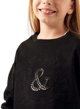 Moletom Mayoral Bordados Preto Para Menina