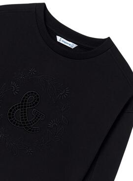 Moletom Mayoral Bordados Preto Para Menina