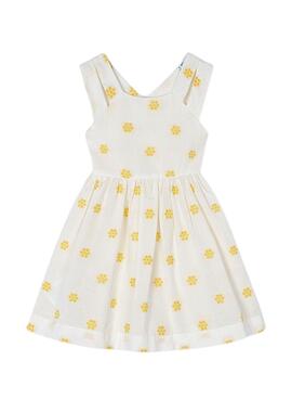 Vestido Mayoral Jacquard Flores Bege Para Menina
