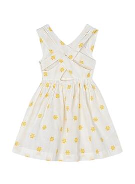 Vestido Mayoral Jacquard Flores Bege Para Menina