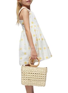 Vestido Mayoral Jacquard Flores Bege Para Menina