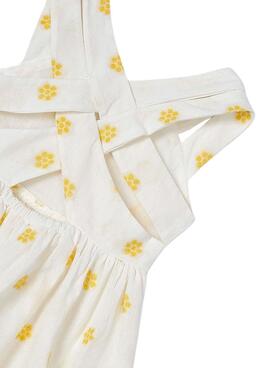Vestido Mayoral Jacquard Flores Bege Para Menina