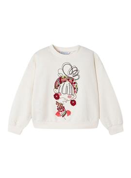 Moletom Mayoral Bordado Bege para Menina