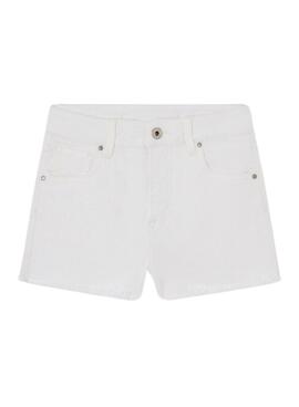 Short Pepe Jeans A-Line branca para menina, relaxada.