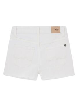 Short Pepe Jeans A-Line branca para menina, relaxada.