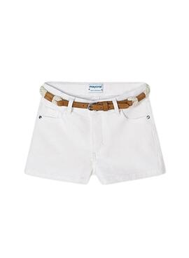Shorts Mayoral Belt Branco Para Menina.