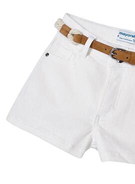 Shorts Mayoral Belt Branco Para Menina.