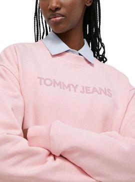 Sweat Tommy Jeans Relaxed Classic Rosa Mulher
