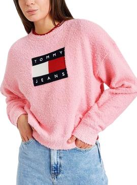 Camisola Tommy Jeans Center Flag Rosa para Mulher