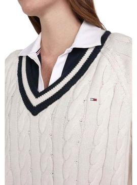 Camisola Tommy Jeans V-Neck Cabo para Mulher