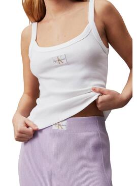 Saia Calvin Klein Jeans woven label lilás para mulher.