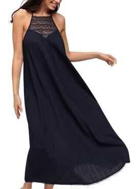 Vestido Superdry maxi marinho para mulher.