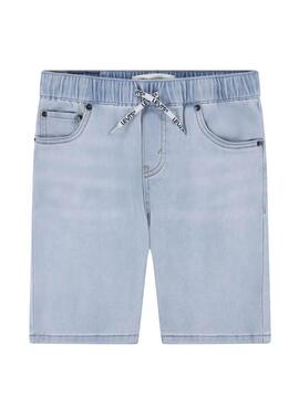 Bermuda Levi's Skinny Dobby Azul Claro para Menino