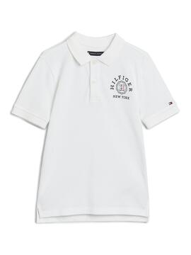 Camisa polo Tommy Hilfiger Monotype branca para menino.