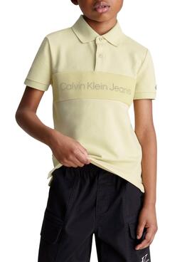 Camisa Polo Calvin Klein Layered Verde para meninos