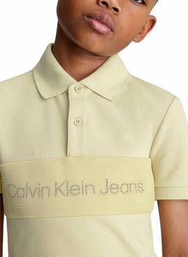 Camisa Polo Calvin Klein Layered Verde para meninos