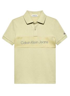 Camisa Polo Calvin Klein Layered Verde para meninos