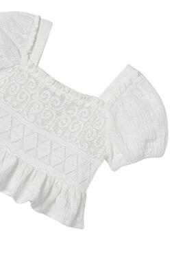 Camisa Mayoral de Renda Branca para Meninas