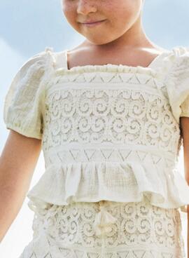 Camisa Mayoral de Renda Branca para Meninas