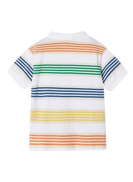 Camiseta polo Mayoral listrada branca para menino.