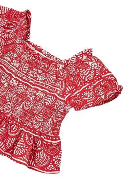 Blusa Mayoral Estampada Nido Abeja Vermelho Para Menina