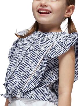 Camisa Mayoral Listrada Azul para Meninas