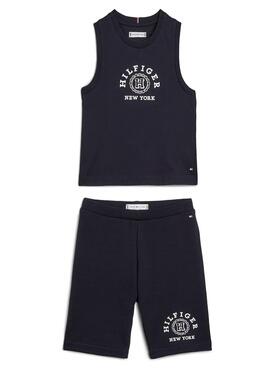 Conjunto Short Tommy Hilfiger Varsity Marina Menina