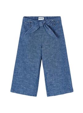 Calças Mayoral Culotte Linho Azul Para Menina