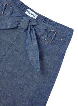 Calças Mayoral Culotte Linho Azul Para Menina