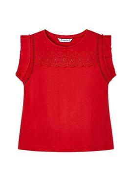 Camiseta Mayoral Perfurada Vermelha para Menina