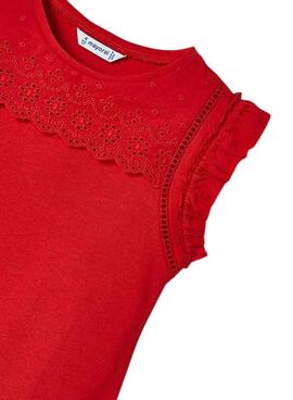 Camiseta Mayoral Perfurada Vermelha para Menina