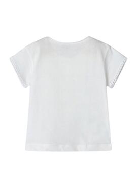 Camiseta Mayoral Flor Branca Para Menina