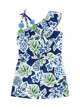 Macaco Mayoral Assimétrico Estampado Azul Para Menina