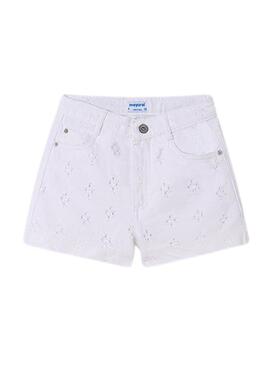 Shorts Mayoral Sarga Branco Fantasia para Menina