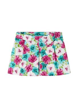 Saia Calça Mayoral em cetim estampado floral