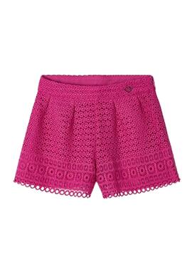 Short Mayoral Guipur Fúcsia Para Menina