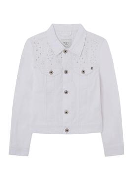 Jaqueta jeans Pepe Isa Branca para menina