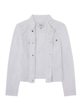 Jaqueta jeans Pepe Isa Branca para menina