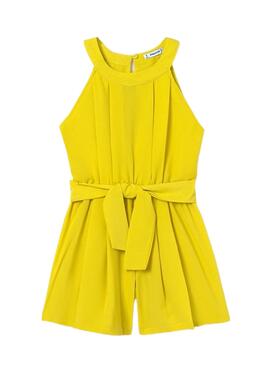 Macaco Mayoral Curto Crepe Amarelo Para Menina