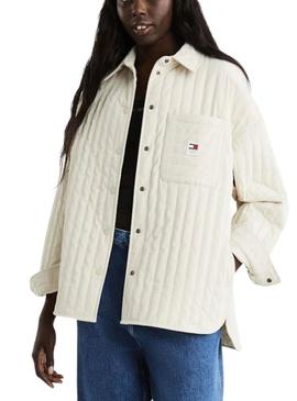 Overshirt Tommy Jeans Quilted Beige para Mulher