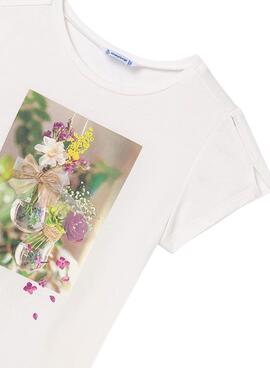 Camiseta Mayoral Flores Branco para Menina