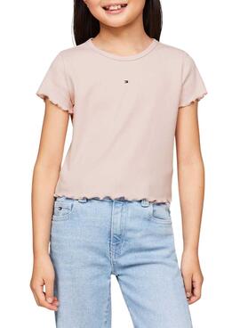 Camiseta Tommy Hilfiger Essential Rib Rosa Menina