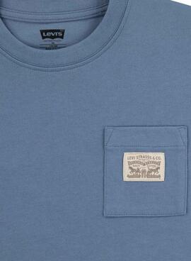 Camiseta Levi's Curved Azul Para Meninos